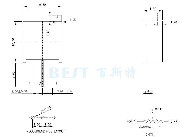 3296W精密電位器引腳圖